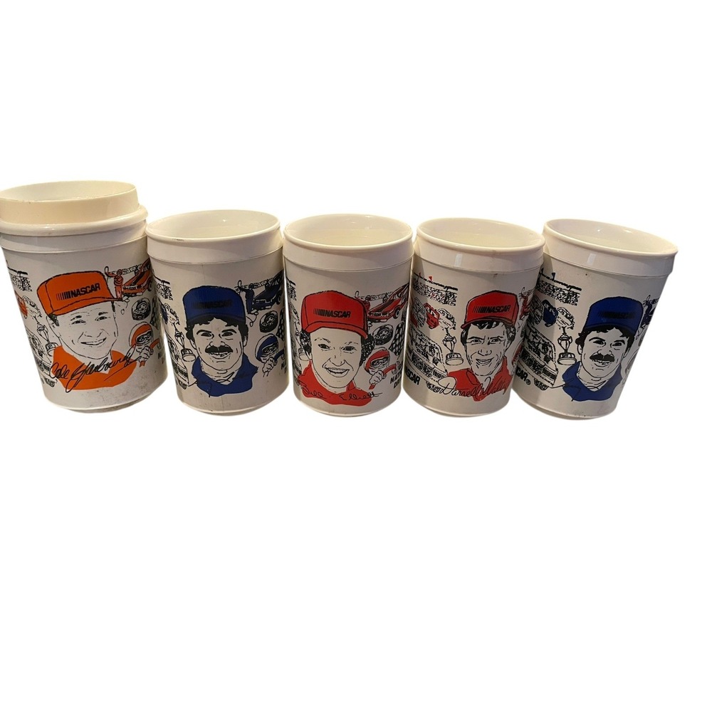 Vintage 1980s NASCAR Aladdin Grand‎ National Drivers Plastic Mug Set
